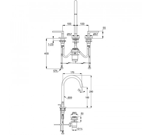 Смеситель для раковины Kludi Nova Fonte Puristic 201433915 Черный матовый