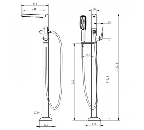 Смеситель для ванны Boheme Venturo 379 Хром