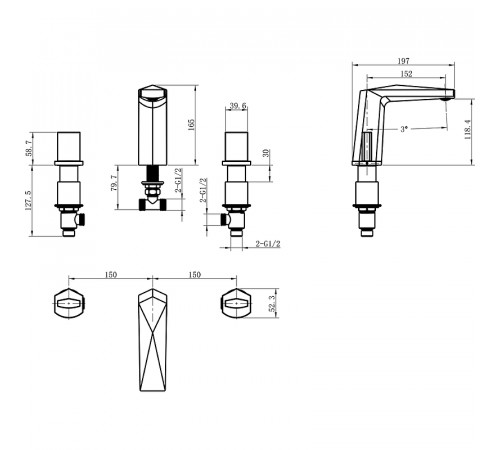 Смеситель для раковины Boheme Venturo 150-WG-ICE Белый Золото