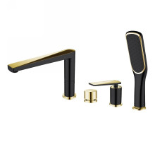 Смеситель на борт ванны Boheme Venturo 380-B Черный Золото