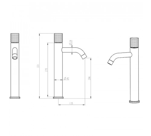 Смеситель для раковины Boheme Stick 122-BCR Черный Хром