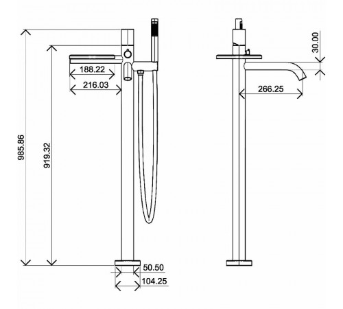 Смеситель для ванны Boheme Stick 129-WG Белый матовый Золото