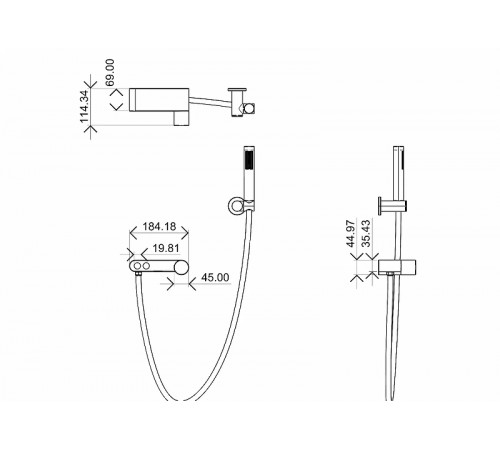 Смеситель для ванны Boheme Stick 123-BCR.2 Черный матовый Хром