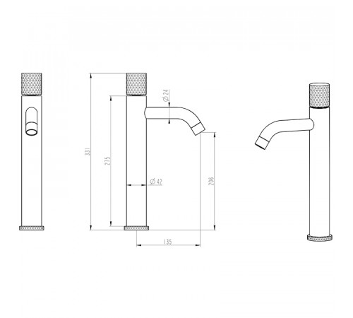 Смеситель для раковины Boheme Stick 122-BB.2 Черный матовый