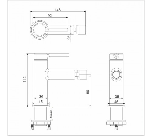 Смеситель для биде Excellent Pi Arex AREX.1203GL Золото