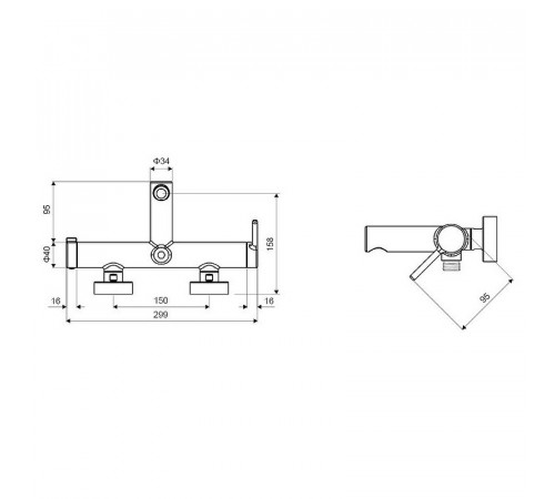 Смеситель для ванны Excellent Pi Arex AREX.1205BL Черный матовый