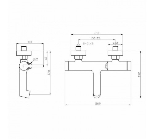 Смеситель для ванны BelBagno Acqua ACQUA-VASM-CRM Хром