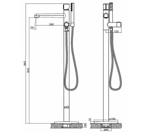 Смеситель для ванны BelBagno Uno UNO-FMT-ORO Золото