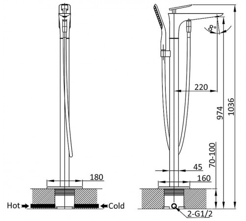 Смеситель для ванны Vincea VTF-102CH Хром