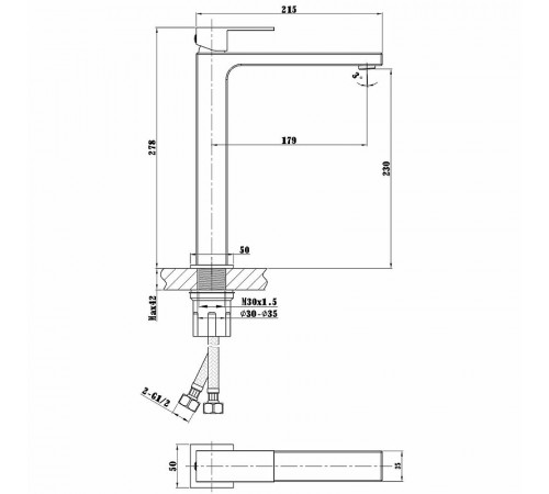 Смеситель для раковины Vincea Cube VBF-1C02CH Хром