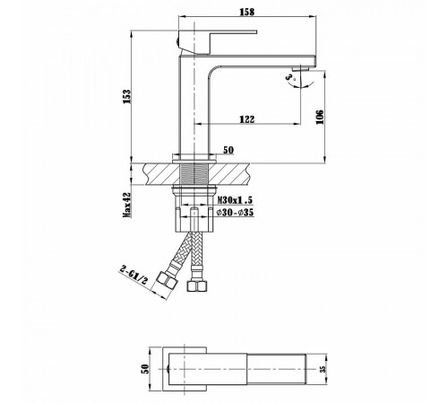 Смеситель для раковины Vincea Cube VBF-1C01GM Вороненая сталь