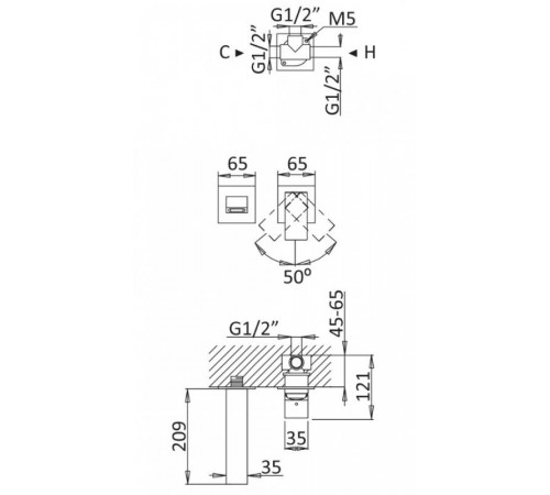 Смеситель для раковины Cezares Porta PORTA-BLI2-01-W0 Хром