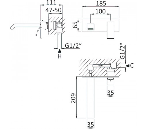 Смеситель для раковины Cezares Porta-BLI-01-W0 Хром