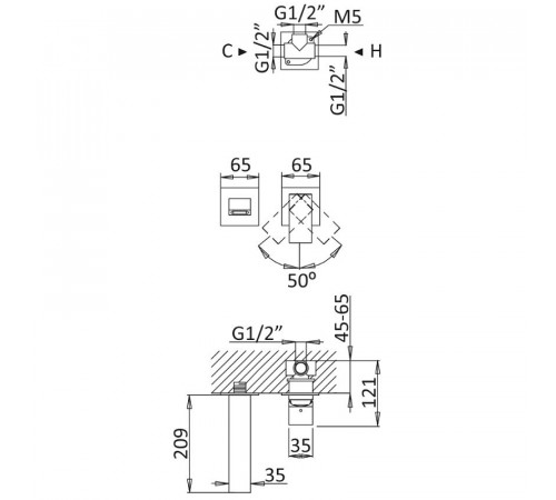 Смеситель для раковины Cezares Porta PORTA-BLI2-SR Sunrise