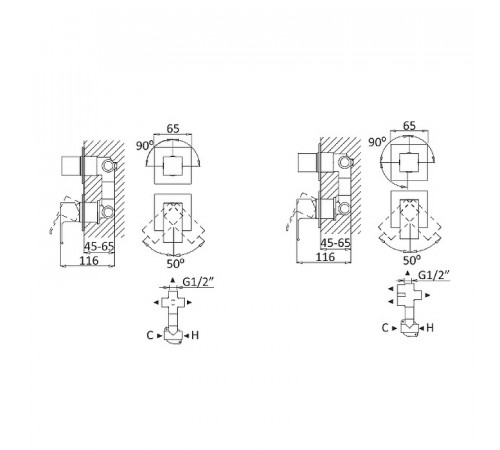 Смеситель для душа Cezares PORTA-VDIM4-M-01 Хром