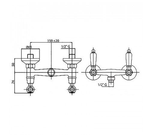 Смеситель для душа Cezares First FIRST-DS-03/24-Bi Золото 24 карат