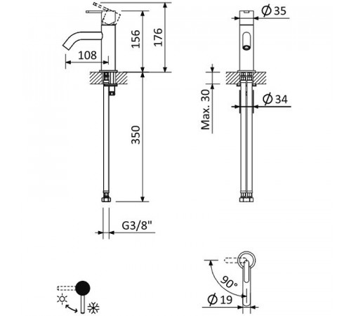 Смеситель для раковины Cezares Leaf LEAF-LSM2-L-01-W0 Хром