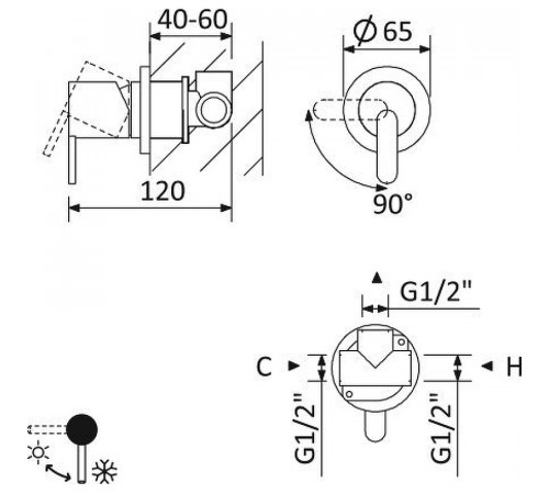 Смеситель для душа Cezares Leaf LEAF-DIM-L-01 Хром