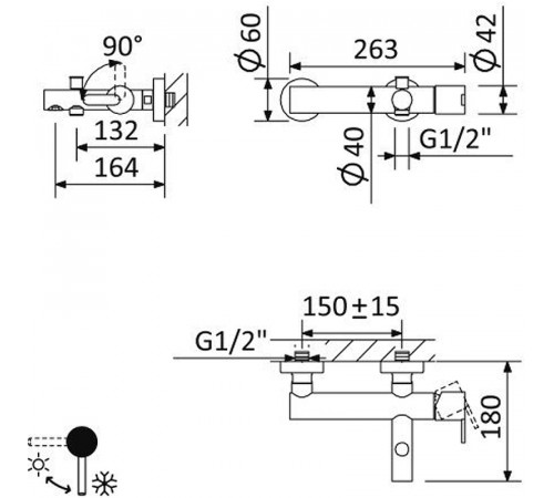 Смеситель для ванны Cezares Leaf LEAF-VD-L-01 Хром