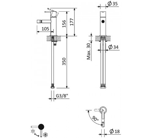 Смеситель для биде Cezares Leaf LEAF-BSM-L-01-W0 Хром