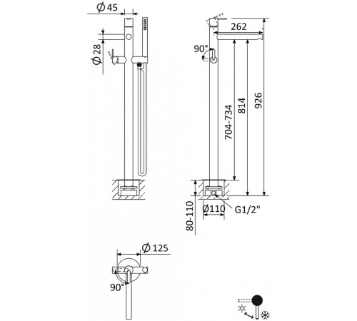 Смеситель для ванны Cezares Leaf LEAF-VDP-01 Хром