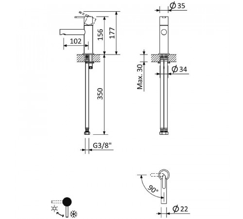 Смеситель для раковины Cezares Leaf LEAF-LSM1-L-01-W0 Хром