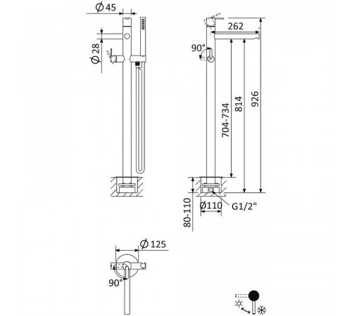 Смеситель для ванны Cezares Leaf LEAF-VDP-L-01 Хром