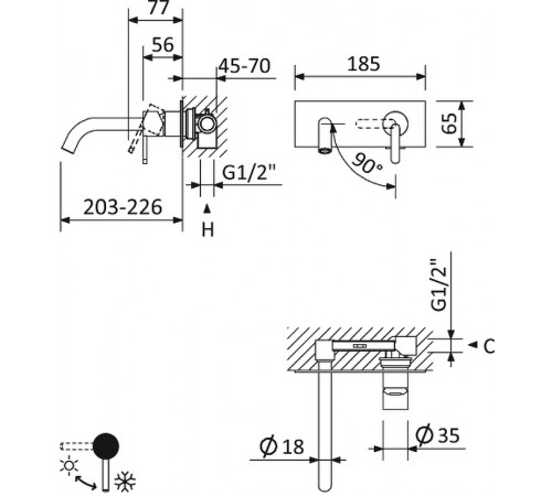 Смеситель для раковины Cezares Leaf LEAF-BLI1-L-01-W0 Хром