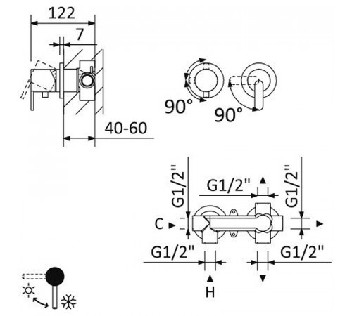 Смеситель для душа Cezares Leaf LEAF-VDIM3-L-01 Хром