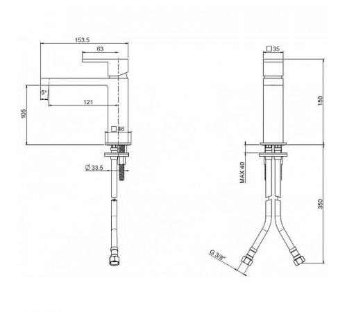 Смеситель для раковины Cezares UNIKA-LSM1-03/24-W0 Золото 24 карат