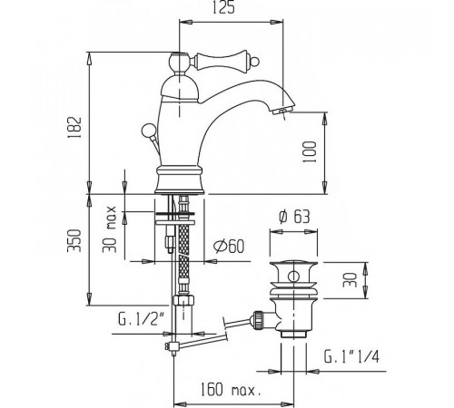 Смеситель для раковины Cezares Margot MARGOT-LSM1-A-01-Bi Хром