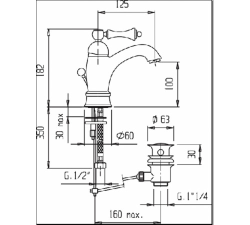 Смеситель для раковины Cezares Margot MARGOT-LSM1-A-02-M Бронза