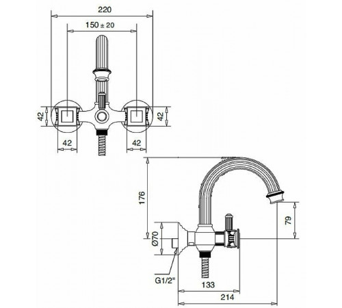 Смеситель для ванны Cezares Olimp VD OLIMP-VD-02-Sw Бронза