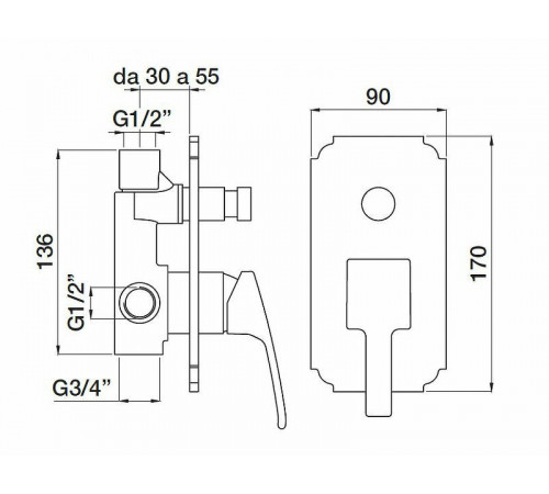 Смеситель для душа Cezares Olimp VDIM-L OLIMP-VDIM-02-L Бронза