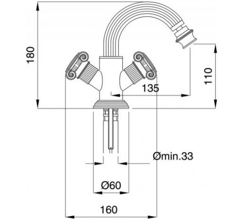 Смеситель для биде Cezares Olimp OLIMP-BS2-02-M Бронза