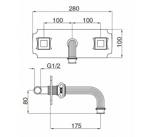 Смеситель для раковины Cezares Olimp BLS2 OLIMP-BLS2-03/24-O Золото 24 карат