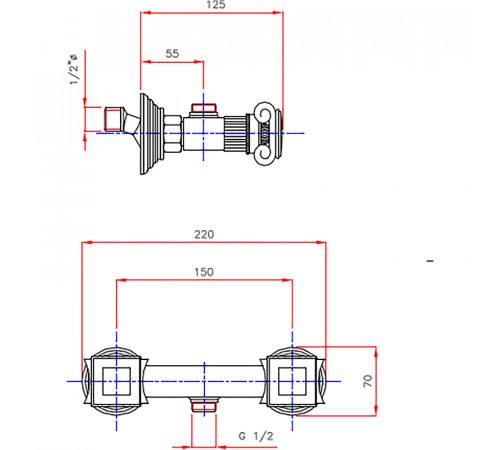 Смеситель для душа Cezares Olimp OLIMP-DS-03/24-M Золото 24 карат