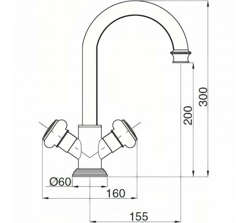 Смеситель для раковины Cezares Aphrodite APHRODITE-LS2-03/24-S1 Золото 24 карат