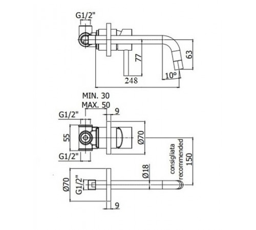 Комплект смесителей Paffoni Light KITCOL632CR007 Хром