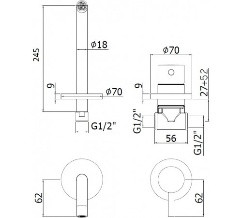 Смеситель для раковины Paffoni Light LIG007ST70 Сталь