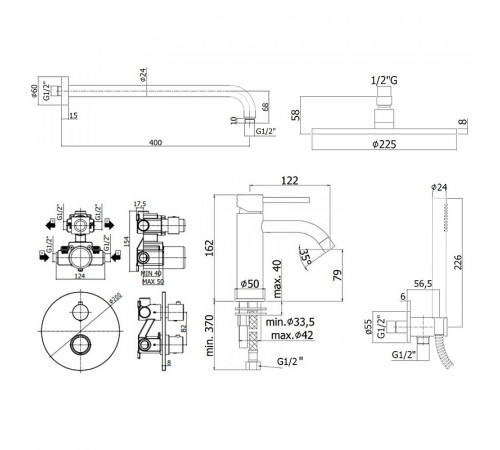 Комплект смесителей Paffoni Light KITLIQ018NO071 Черный матовый