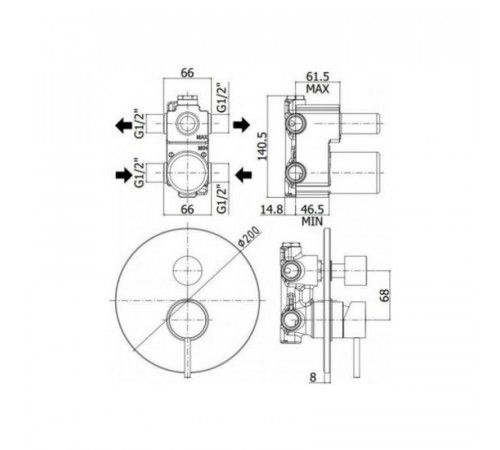 Смеситель для душа Paffoni Light LIG019ST Сталь