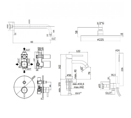 Комплект смесителей Paffoni Light KITLIG015HGSP071 Золото медовое брашированное