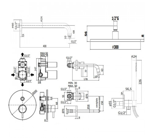 Комплект смесителей Paffoni Light KITLIG015HG006KING Золото медовое