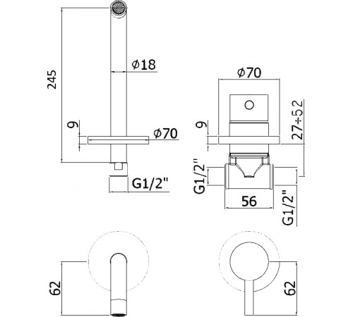 Смеситель для раковины Paffoni Light LIG007CR70 Хром