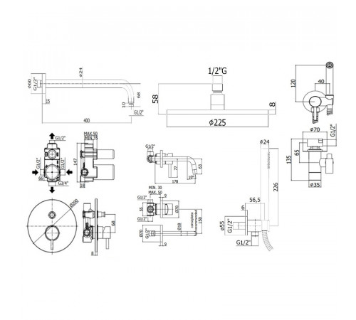 Комплект смесителей Paffoni Light KITZLIG015HG006 Золото медовое