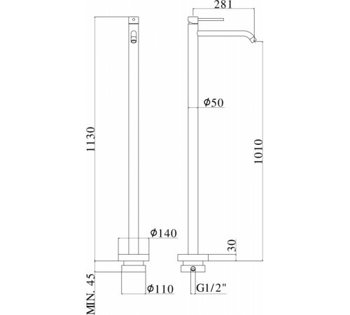 Смеситель для раковины Paffoni Light LIG031NO Черный матовый