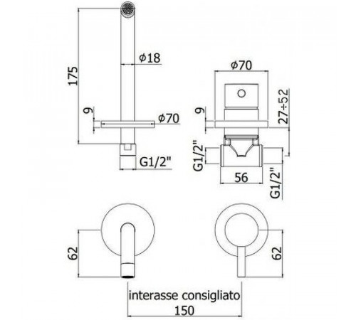 Смеситель для раковины Paffoni Light LIG006HG70 Золото медовое