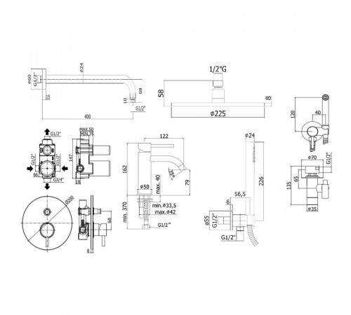 Комплект смесителей Paffoni Light KITZLIG015HG071 Золото медовое