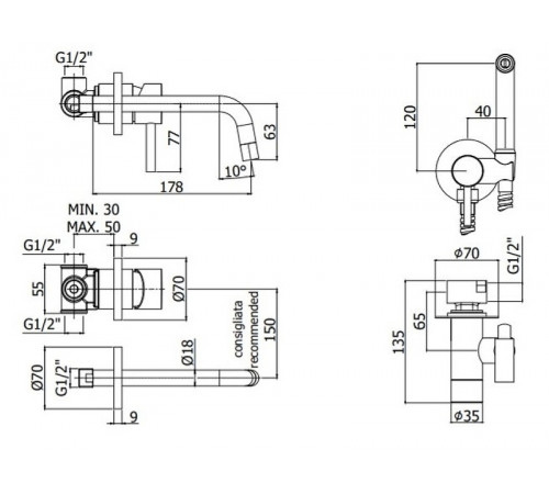 Комплект смесителей Paffoni Light KITZCOL632BO006 Белый матовый